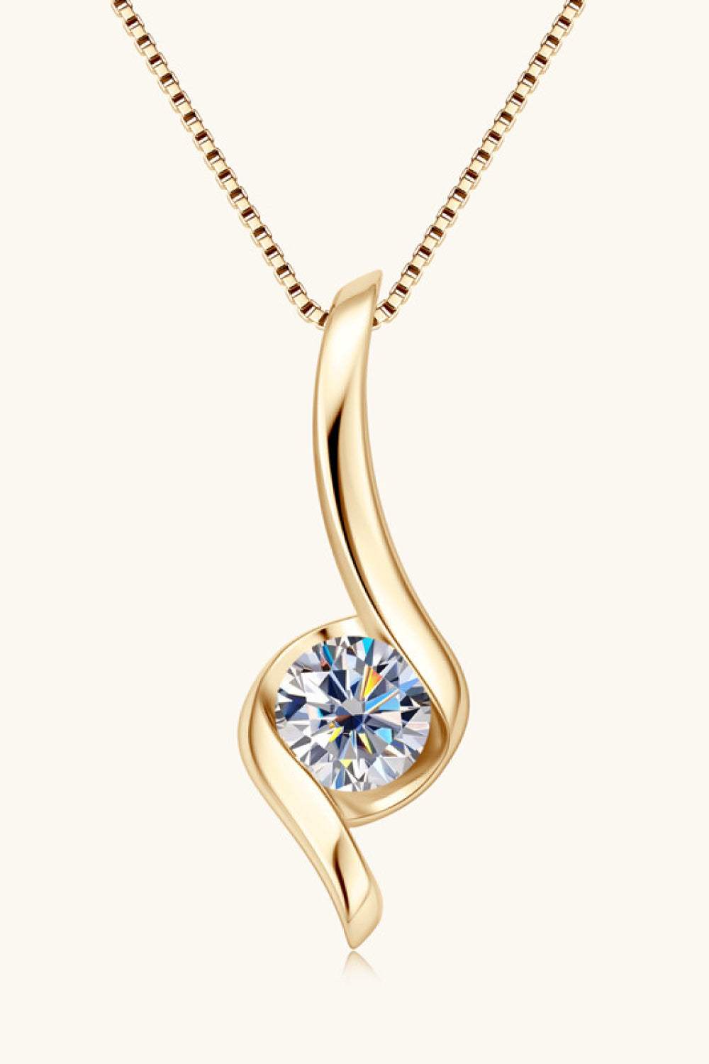 1 Carat Moissanite 925 Sterling Silver Necklace Gold One Size Moissanite - Tophatter Daily Deals