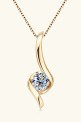 1 Carat Moissanite 925 Sterling Silver Necklace Gold One Size Moissanite - Tophatter Daily Deals