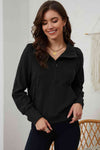 Zip-Up Collared Neck Raglan Sleeve Sweatshirt - Tophatter Deals