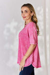 Zenana Oversized Baby Waffle Short Sleeve Top Blouses - Tophatter Daily Deals