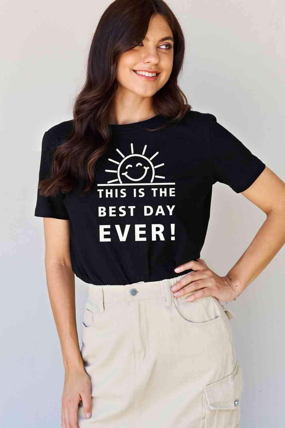 Simply Love Full Size THIS IS THE BEST DAY EVER! Graphic Cotton T-Shirt Women's T-Shirts - Tophatter Daily Deals