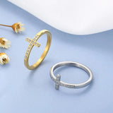 Inlaid Zircon Stainless Steel Cross Ring Rings - Tophatter Daily Deals