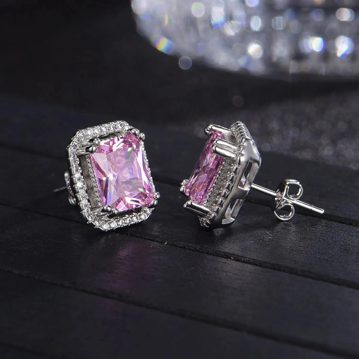 Silver-Plated Zircon Stud Earrings Earrings - Tophatter Daily Deals