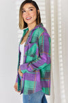 Zenana Plaid Button Up Long Sleeve Shacket - Tophatter Deals