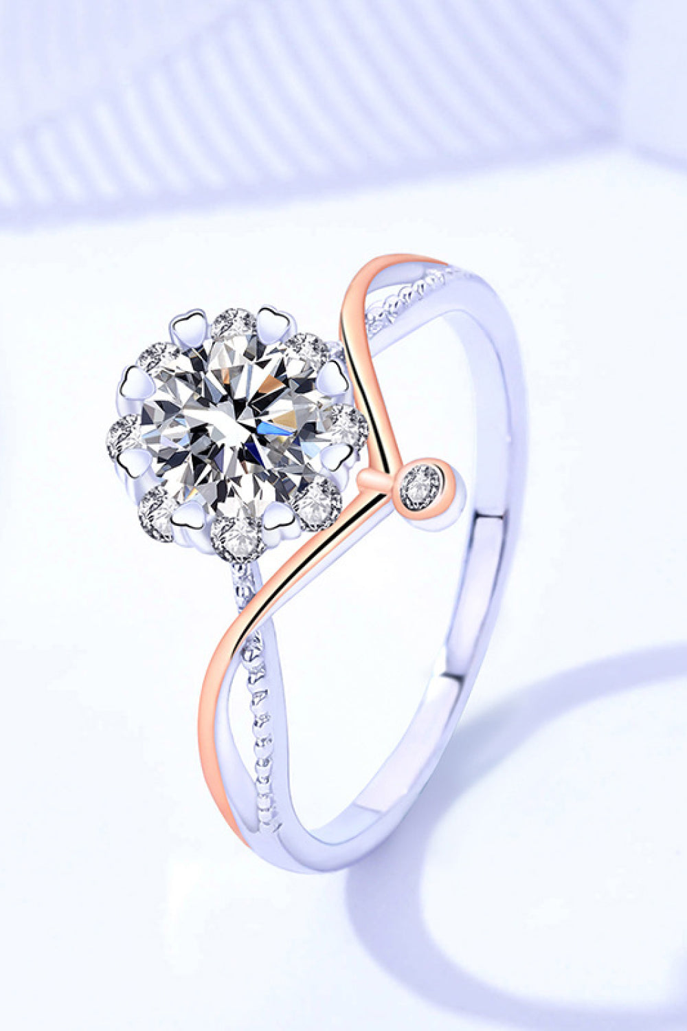 Moissanite and Zircon Contrast Crisscross Ring Moissanite - Tophatter Daily Deals