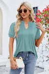 Notched Short Sleeve T-Shirt Women's T-Shirts - Tophatter Daily Deals