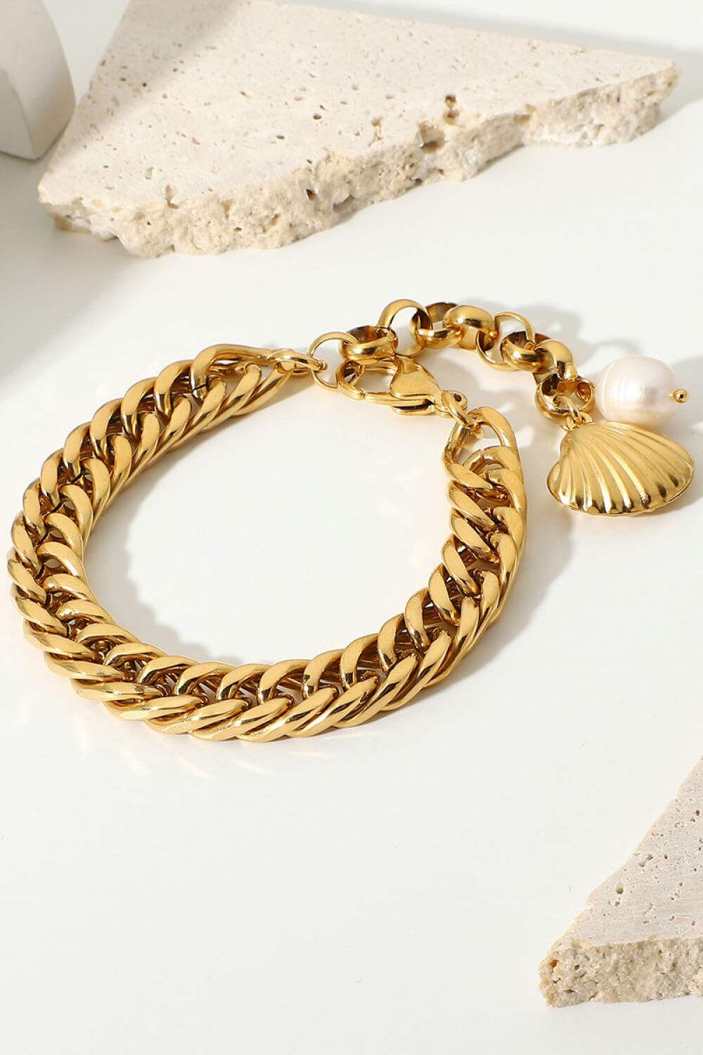 18K Gold-Plated Curb Chain Bracelet Bracelets - Tophatter Daily Deals