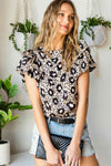 Animal Print Puff Sleeve Round Neck Blouse - Tophatter Deals