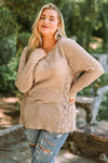 Plus Size Waffle-Knit Spliced Lace Top Blouses - Tophatter Daily Deals