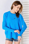 Zenana Ribbed Trim Round Neck Long Sleeve Top Blouses - Tophatter Daily Deals