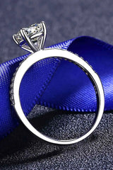 1 Carat Moissanite Rhodium-Plated Side Stone Ring Moissanite - Tophatter Daily Deals