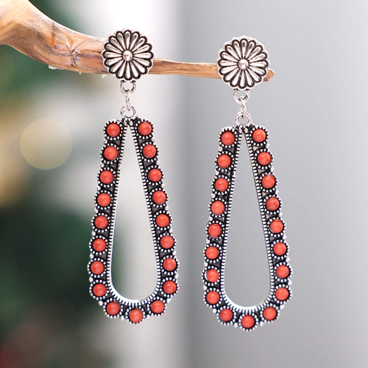 Alloy Beaded Teardrop Earrings Red One Size Earrings - Tophatter Daily Deals