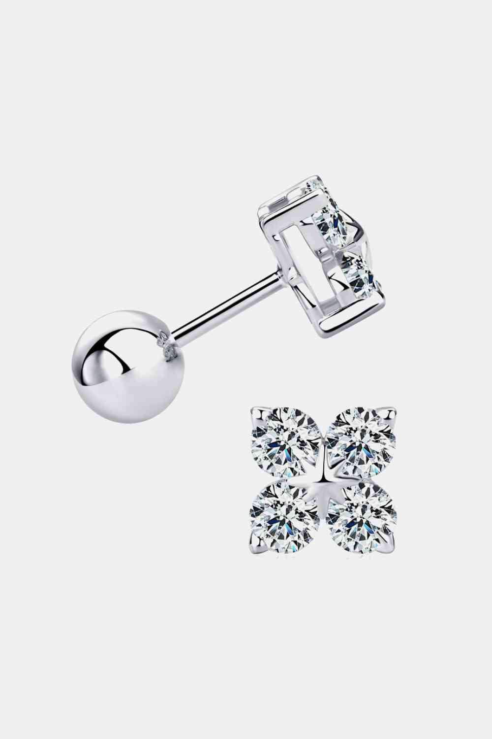 Moissanite 925 Sterling Silver Four-Leaf Clover Shape Earrings Silver One Size Moissanite - Tophatter Daily Deals