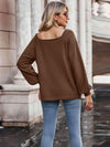 Waffle-Knit Square Neck Raglan Sleeve Tee Women's T-Shirts - Tophatter Daily Deals