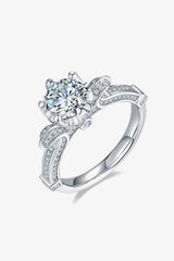 Adored 1 Carat Moissanite 925 Sterling Silver Ring Silver Moissanite - Tophatter Daily Deals