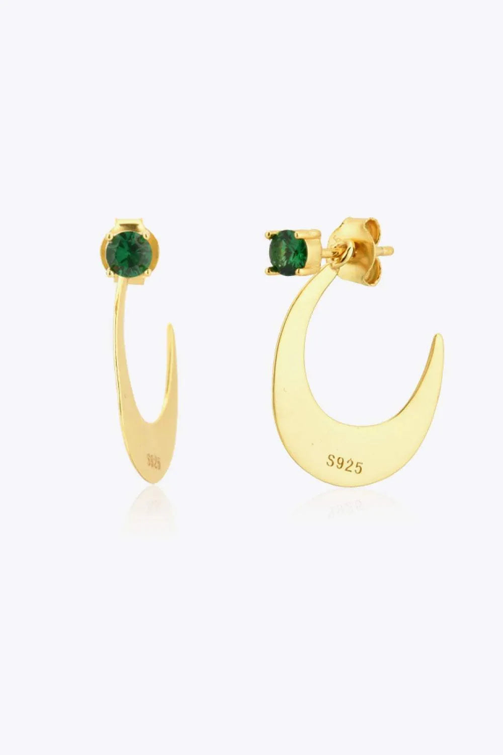 Zircon 925 Sterling Silver Earrings Gold Green One Size Earrings - Tophatter Daily Deals