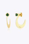 Zircon 925 Sterling Silver Earrings Gold Green One Size Earrings - Tophatter Daily Deals