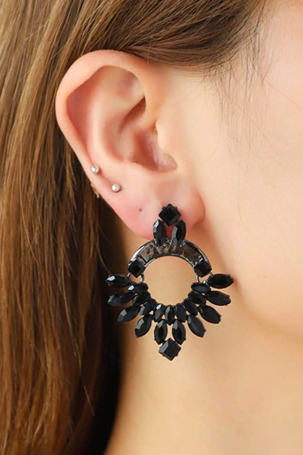 Rhinestone Copper Dangle Earrings Earrings - Tophatter Daily Deals