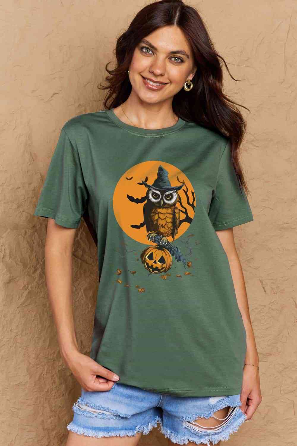 Simply Love Full Size Holloween Theme Graphic Cotton T-Shirt Women's T-Shirts - Tophatter Daily Deals