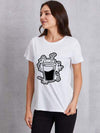 Coffee Round Neck Short Sleeve T-Shirt White Women's T-Shirts - Tophatter Daily Deals