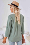 V-Neck Roll-Tap Sleeve Blouse Blouses - Tophatter Daily Deals