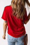 Heart Round Neck Short Sleeve T-Shirt Women's T-Shirts - Tophatter Daily Deals