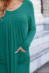 Ruched Pocketed Decorative Button Round Neck T-Shirt Women's T-Shirts - Tophatter Daily Deals