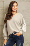 Sew In Love Full Size Lace Patch Detail Sweater Blouses - Tophatter Daily Deals