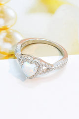 925 Sterling Silver Heart Opal Crisscross Ring Opal - Tophatter Daily Deals