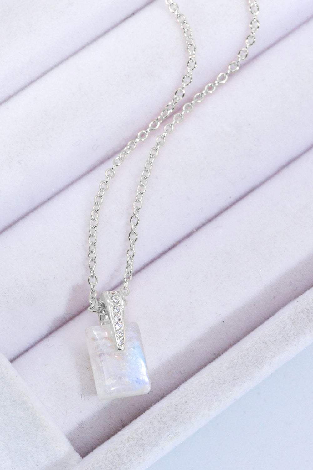 925 Sterling Silver Natural Moonstone Pendant Necklace Moonstone - Tophatter Daily Deals