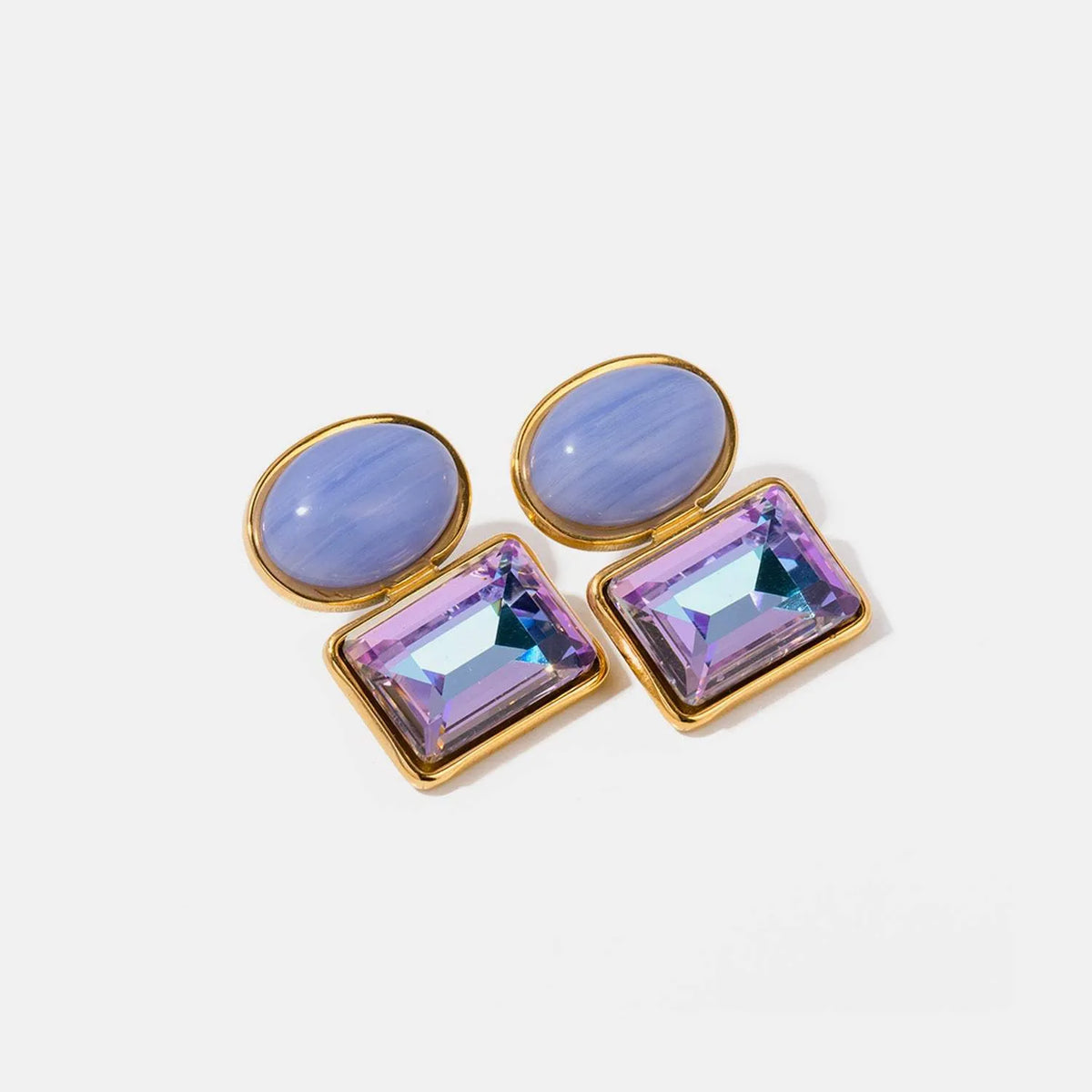 Geometric Stainless Steel Earrings Lavender One Size Earrings - Tophatter Daily Deals