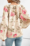 Floral V-Neck Balloon Sleeve Blouse Blouses - Tophatter Daily Deals