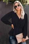 Buttoned Puff Sleeve Blouse Blouses - Tophatter Daily Deals