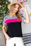 Leopard Color Block Short Sleeve Tee Women's T-Shirts - Tophatter Daily Deals