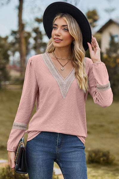 V-Neck Long Sleeve T-Shirt Women's T-Shirts - Tophatter Daily Deals