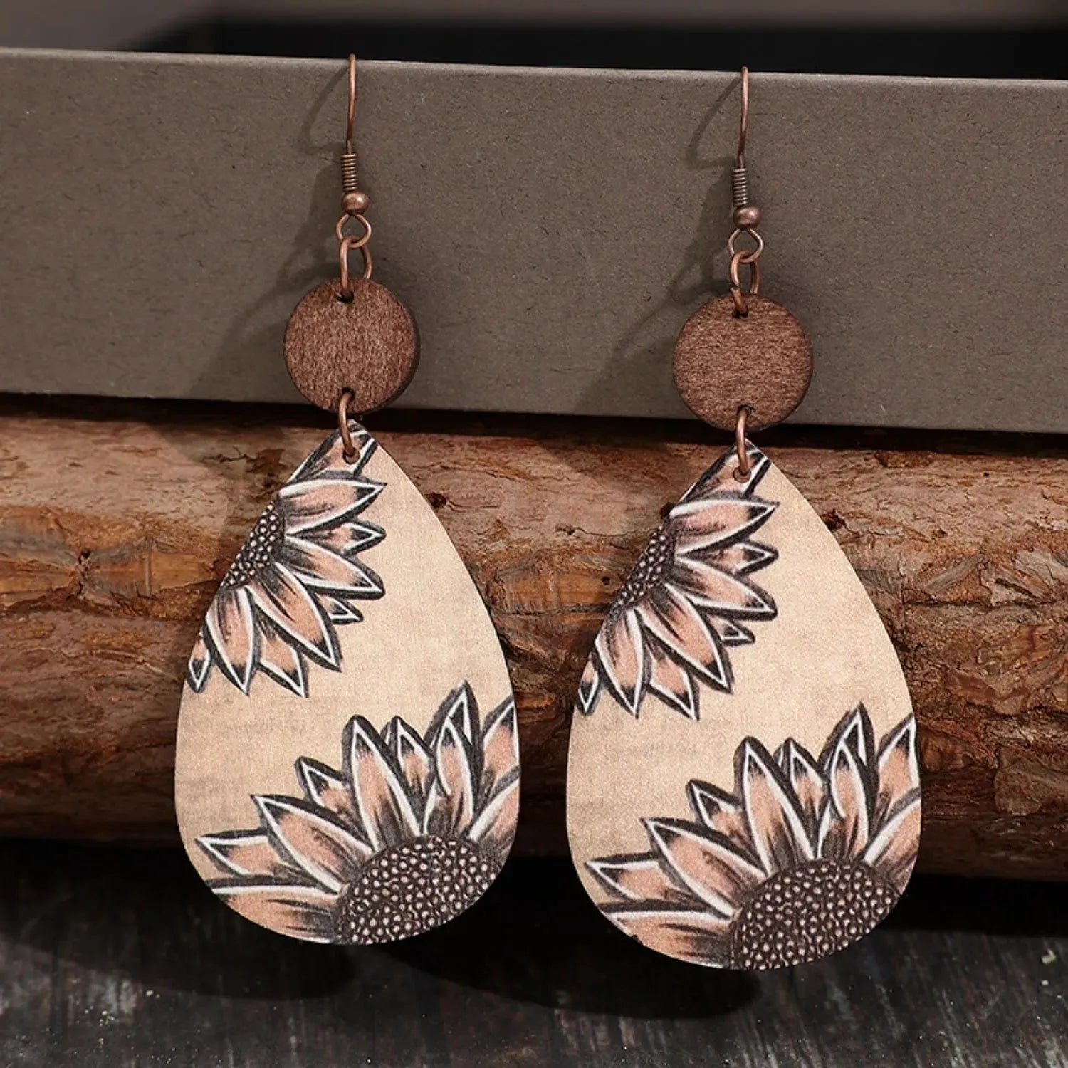 Wooden Iron Hook Dangle Earrings Earrings - Tophatter Daily Deals