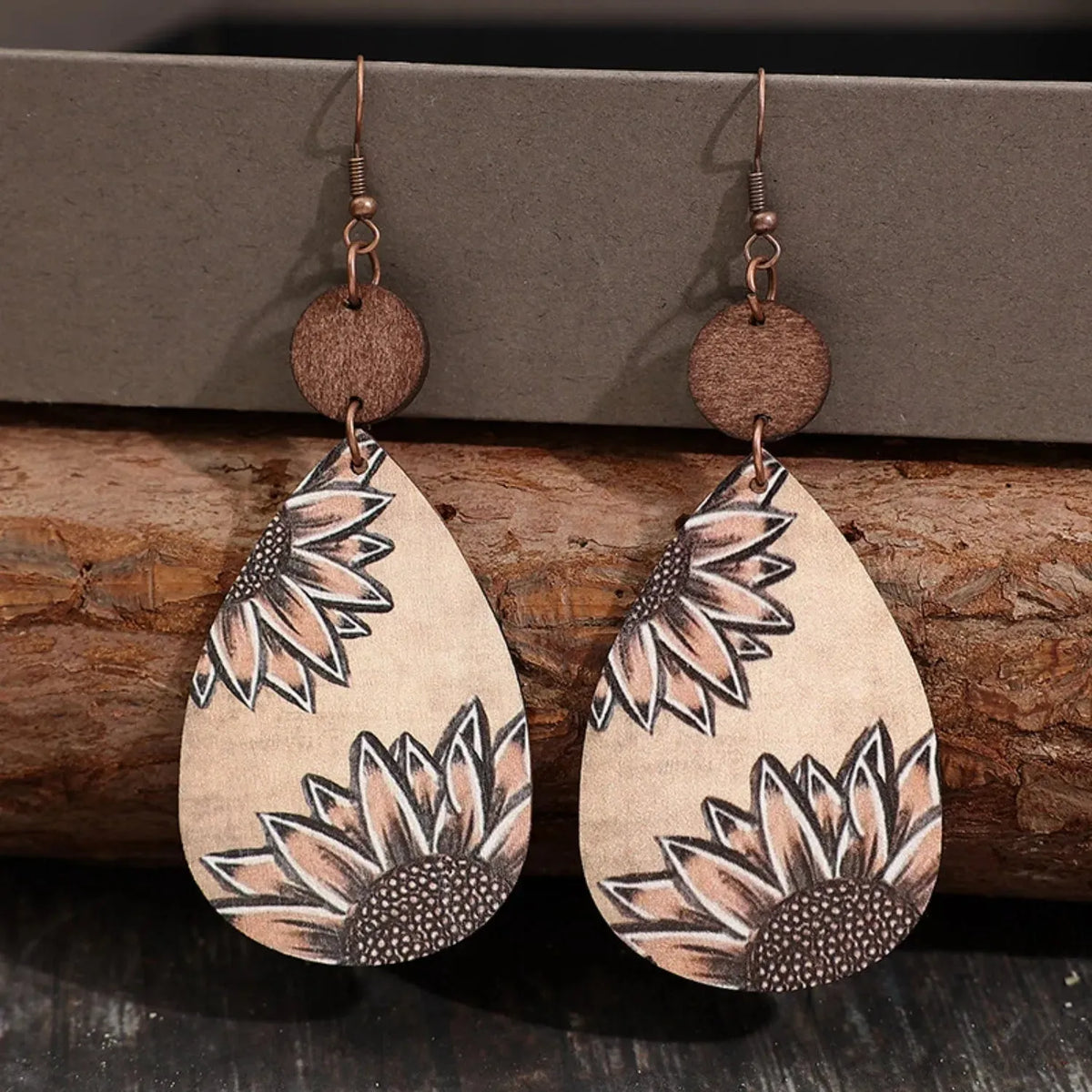 Wooden Iron Hook Dangle Earrings Earrings - Tophatter Daily Deals
