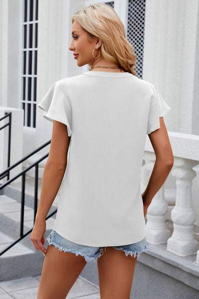 Notched Cap Sleeve T-Shirt Women's T-Shirts - Tophatter Daily Deals