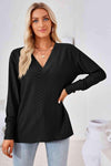 V-Neck Long Sleeve Blouse Blouses - Tophatter Daily Deals