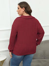 Plus Size Ribbed Collared Neck Long Sleeve Blouse Blouses - Tophatter Daily Deals