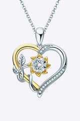 Two-Tone 1 Carat Moissanite Heart Pendant Necklace Moissanite - Tophatter Daily Deals