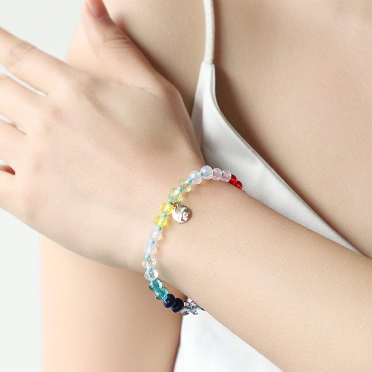 Copper Glass Bead Charm Bracelet Style A One Size Bracelets - Tophatter Daily Deals