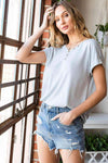 Buttoned V-Neck Tee Women's T-Shirts - Tophatter Daily Deals