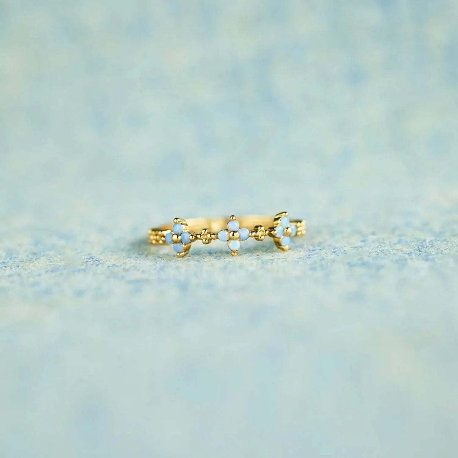 925 Sterling Silver Inlaid Zircon Flower Ring Gold Rings - Tophatter Daily Deals