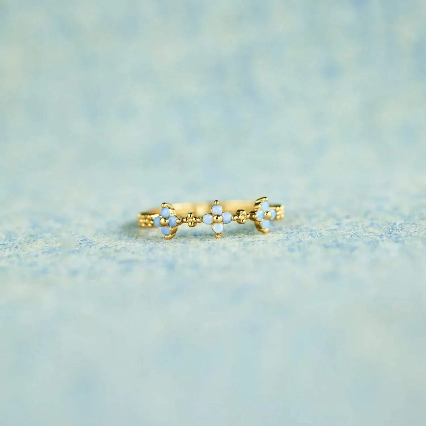 925 Sterling Silver Inlaid Zircon Flower Ring Gold Rings - Tophatter Daily Deals