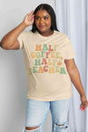 Simply Love Full Size HALF COFFEE HALF TEACHER Graphic Cotton Tee Women's T-Shirts - Tophatter Daily Deals