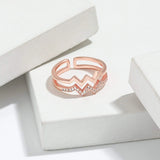 Wave Shape Inlaid Zircon Open Ring Rings - Tophatter Daily Deals