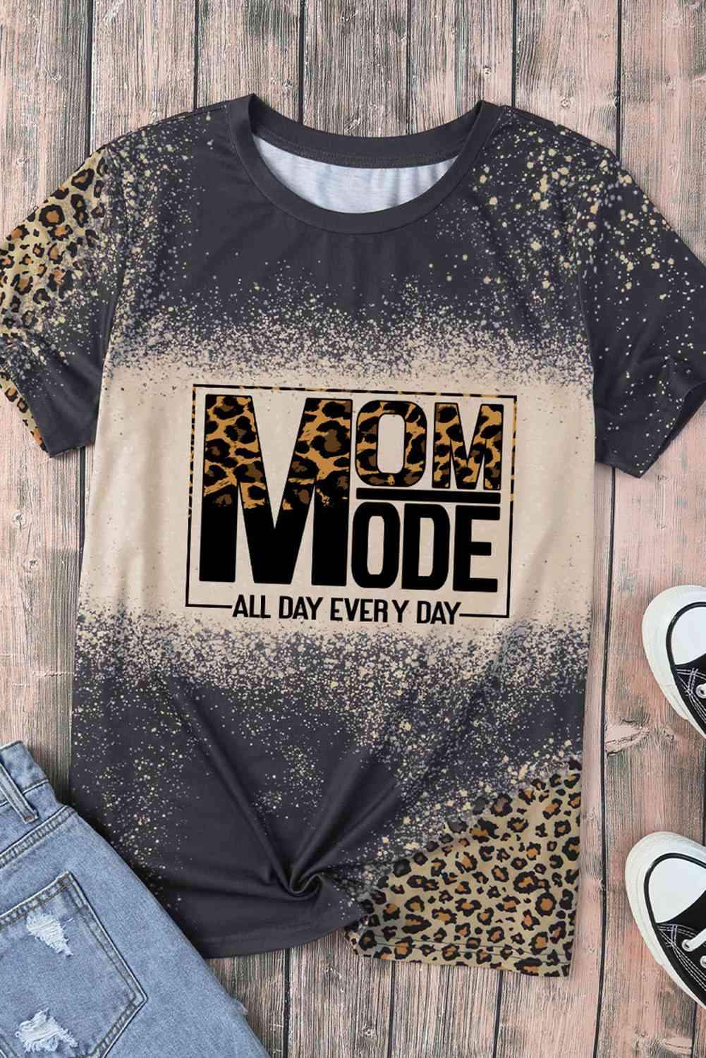 Graphic Leopard Round Neck Tee Shirt Women's T-Shirts - Tophatter Daily Deals