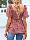 Smocked Square Neck Babydoll Blouse Blouses - Tophatter Daily Deals