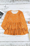 Floral Puff Sleeve Round Neck Babydoll Top Blouses - Tophatter Daily Deals